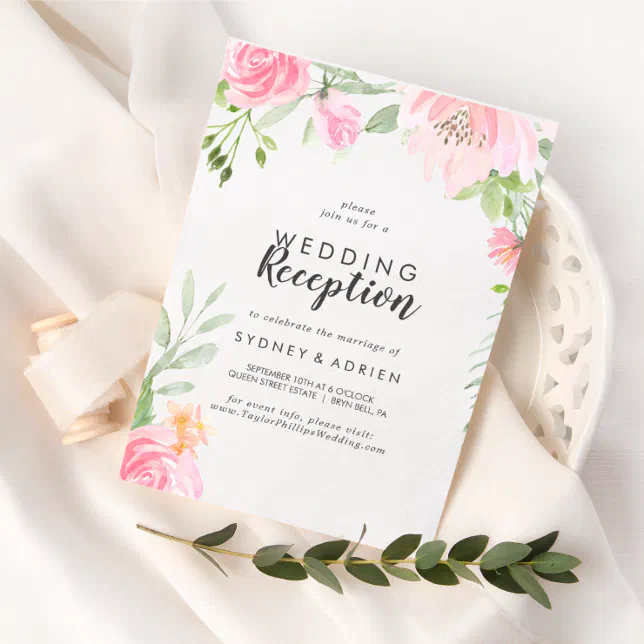 Spring Peony Wedding Reception Only Invitation | Zazzle