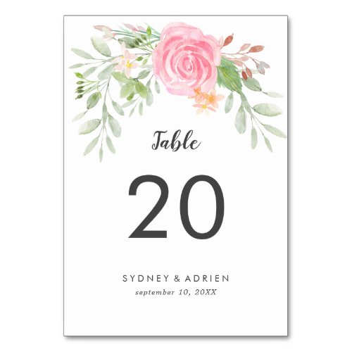 Spring Peony Wedding Table Numbers