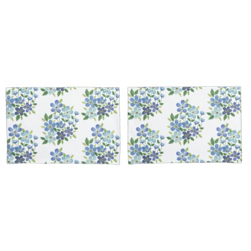 Spring Periwinkle Blue Flower on White Pillow Case