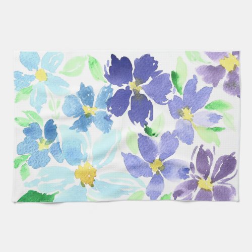 Spring Petals Kitchen Towels Blues  Purples Kitchen Towel