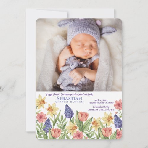 Spring Photo Birth Announcement Easter Card