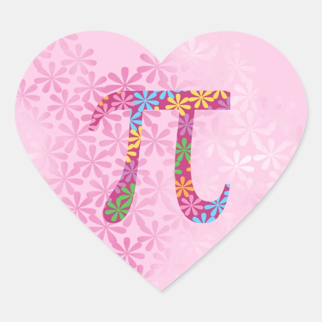 Spring Pi © Floral Pi Symbol on Pink Stickers (Front)