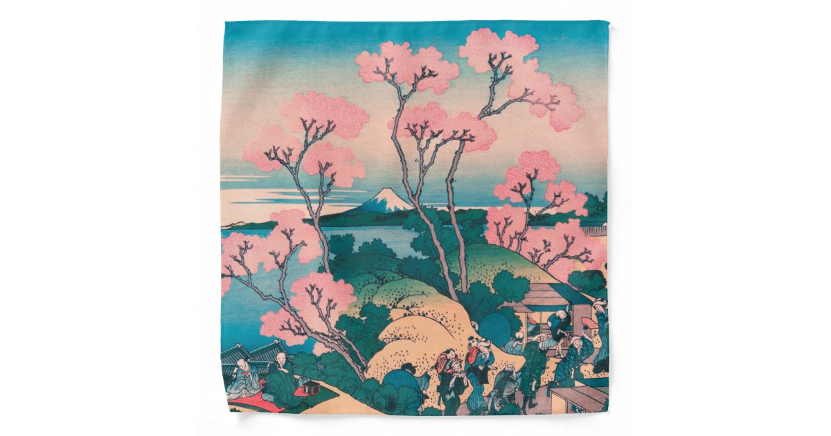Spring Picnic Under Cherry Tree Flowers Mount Fuji Bandana Zazzle Com