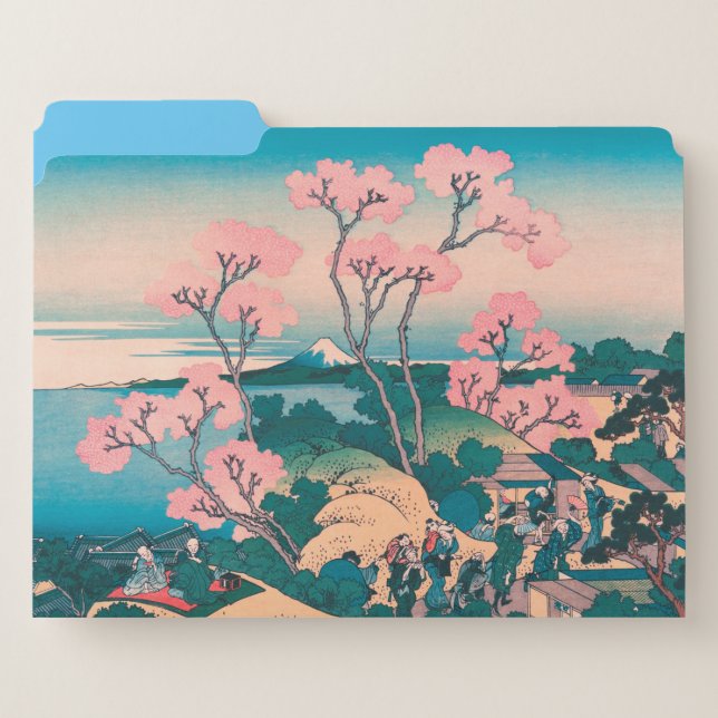 Spring Picnic under Cherry Tree Flowers Mount Fuji File Folder (Front Left)
