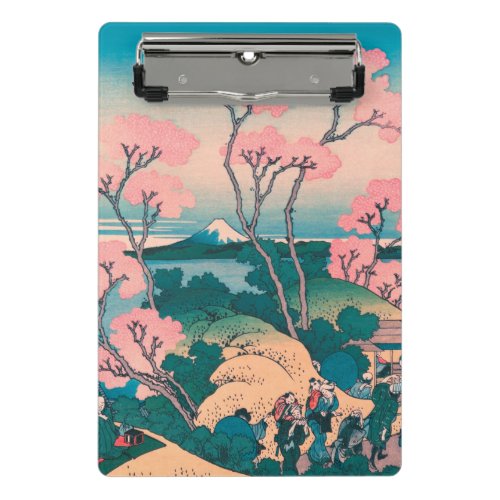 Spring Picnic under Cherry Tree Flowers Mount Fuji Mini Clipboard