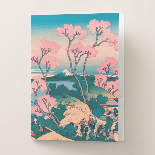 Spring Picnic under Cherry Tree Flowers Mount Fuji Pocket Folder