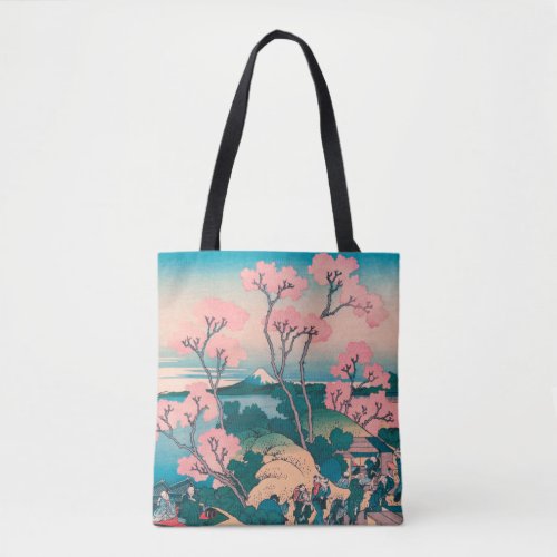 Spring Picnic under Cherry Tree Flowers Mount Fuji Tote Bag