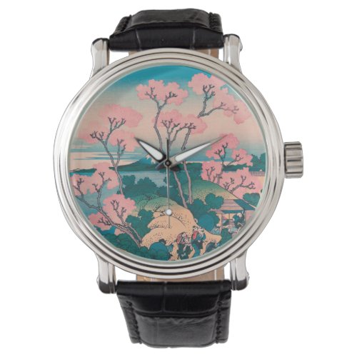 Spring Picnic under Cherry Tree Flowers Mount Fuji Watch