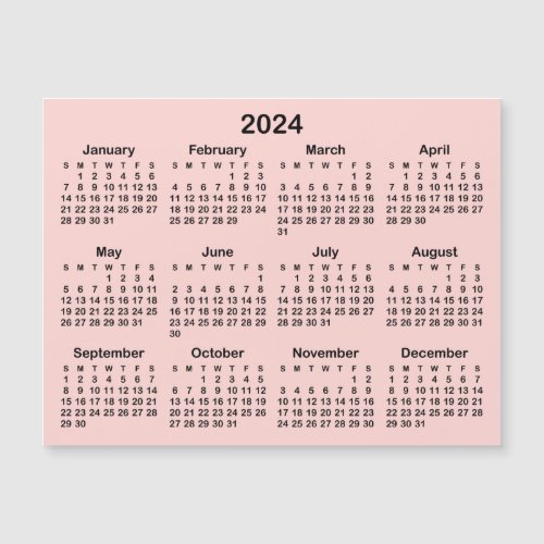 Spring Pink and Black 2024 Magnetic Calendar