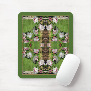 Spring Pink And White Blossoms Abstract Mouse Pad
