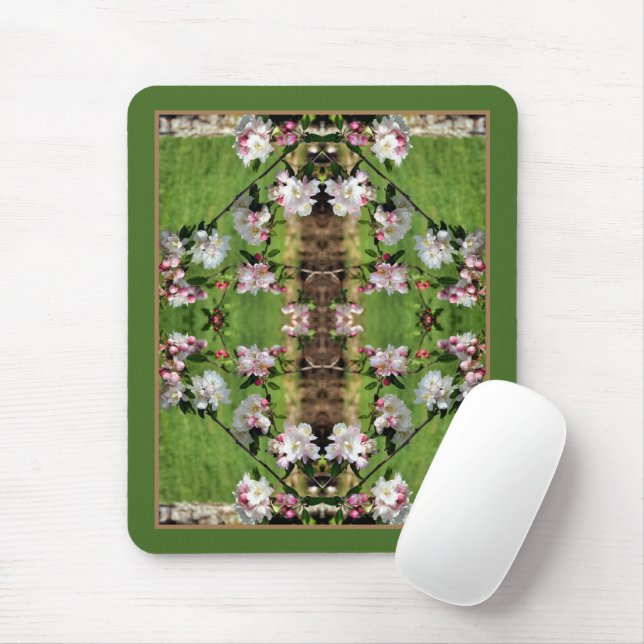 Spring Pink And White Blossoms Abstract Mouse Pad (With Mouse)