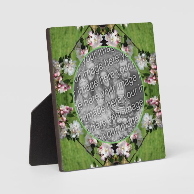 Spring Pink And White Blossoms Add Your Photo Plaque (Front)