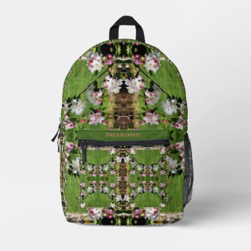 Spring Pink And White Blossoms Personalized Printed Backpack