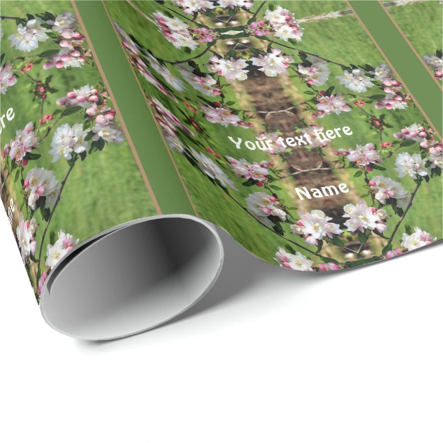 Spring Pink And White Blossoms Personalized Wrapping Paper (Roll Corner)