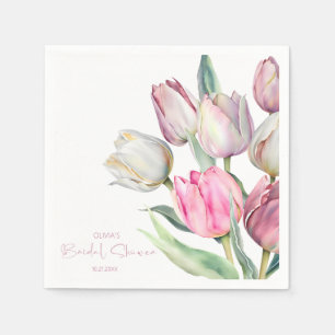 Spring pink and white tulips Bridal shower Napkins