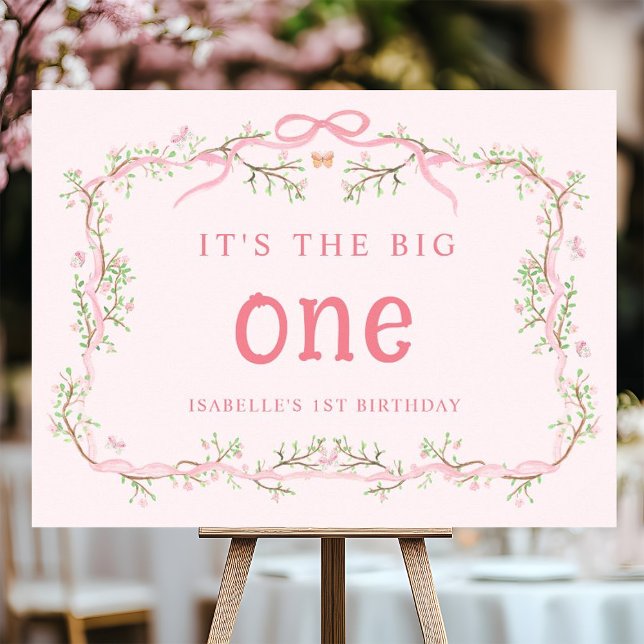 Spring Pink Blossom Floral Frame 1st Birthday  Foam Board (Creator Uploaded)