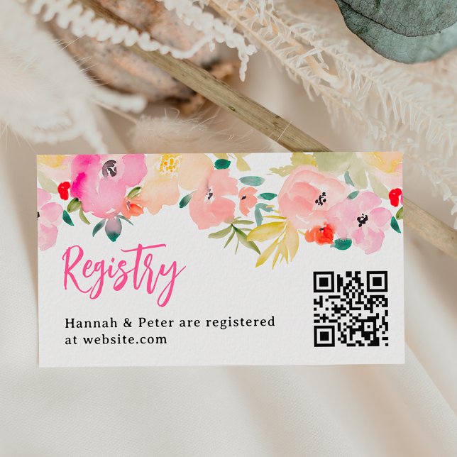 Spring pink boho garden floral bridal registry enclosure card (Spring pink boho garden floral bridal registry enclosure card)