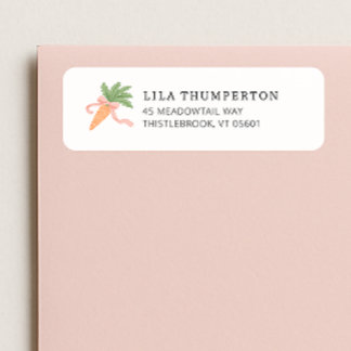 Spring Pink Bow Carrot Modern Minimal Address Label