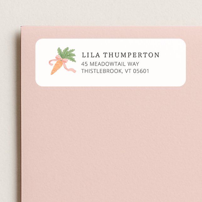Spring Pink Bow Carrot Modern Minimal Address Label (Creator Uploaded)
