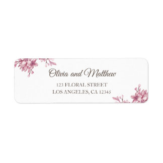 Spring pink cherry blossom. Floral wedding Label