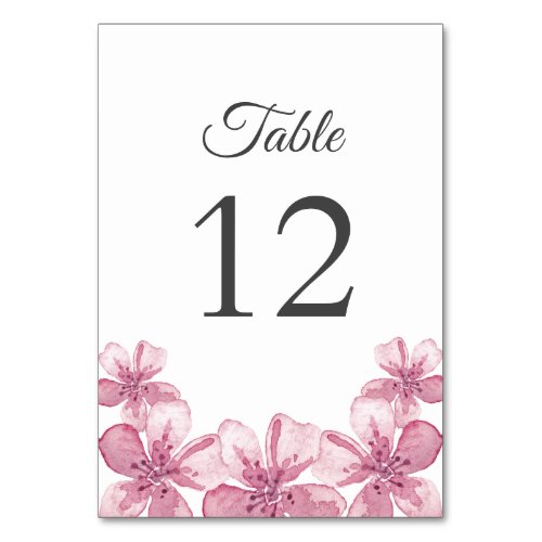 Spring pink cherry blossom Floral wedding Table Number