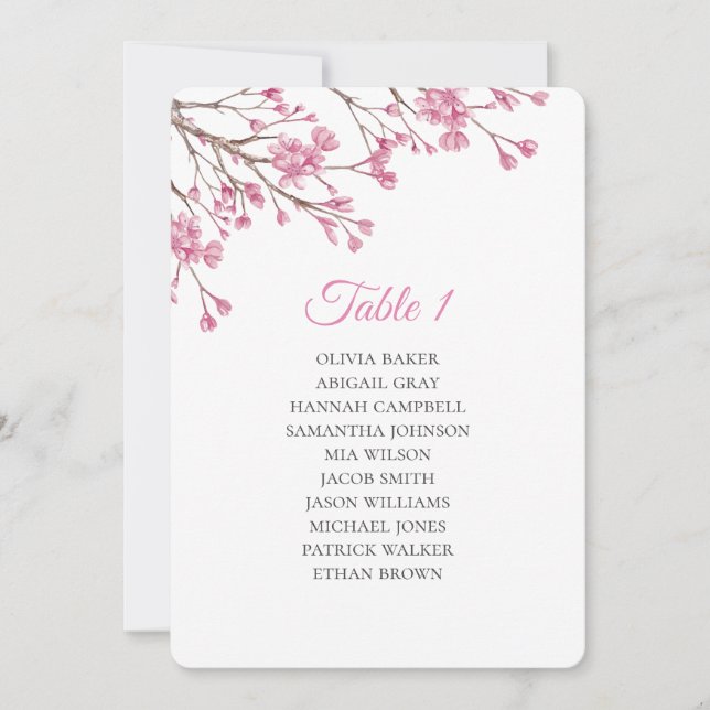 Spring pink cherry blossom. Wedding seating charts Invitation (Front)