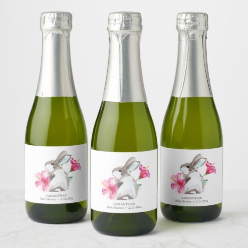 Spring Pink Floral and Bubbly Sparkling Wine Label