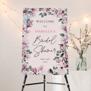 Spring Pink Floral & Birds Bridal Shower Welcome Foam Board