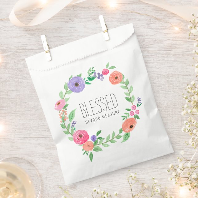 Spring Pink Floral Blessed Beyond Measure Favor Bag (Clipped)