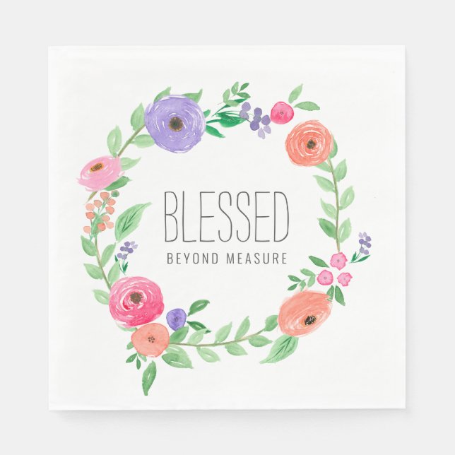 Spring Pink Floral Blessed Beyond Measure Napkins (Front)
