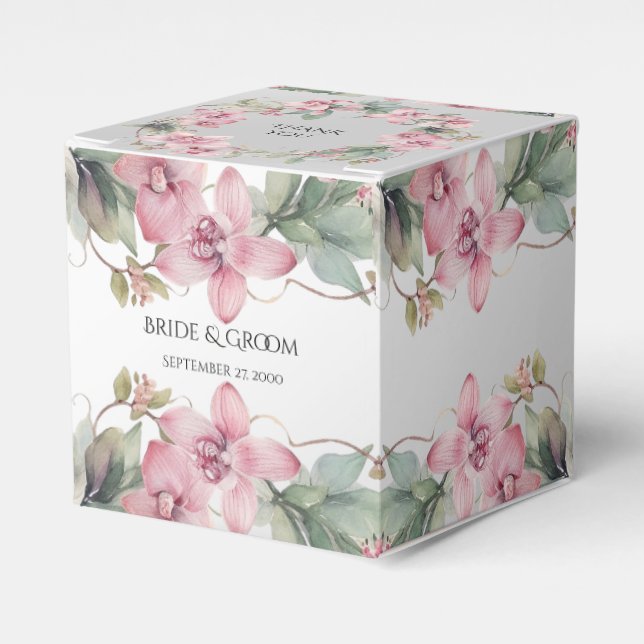 Spring Pink Floral Favor Box (Front Side)