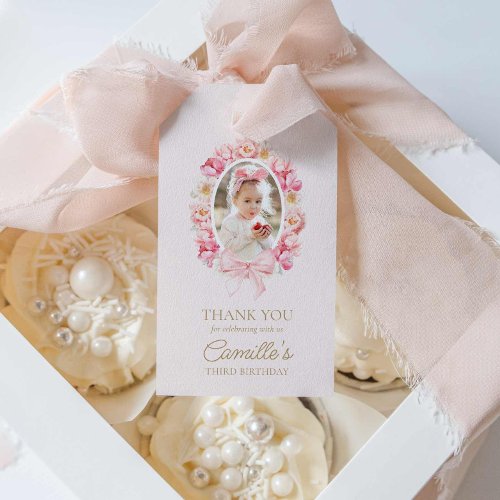 Spring Pink Floral Girl Birthday Favor Tags