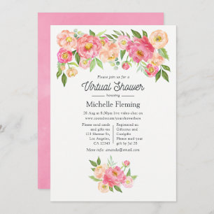 Spring Pink Floral Girl Virtual Baby Shower Invitation