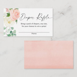 Spring pink floral green baby shower diaper raffle enclosure card