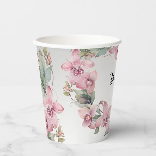 Spring Pink Floral Paper Cups