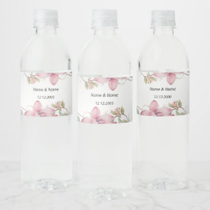 Spring Pink Floral Water Bottle Label