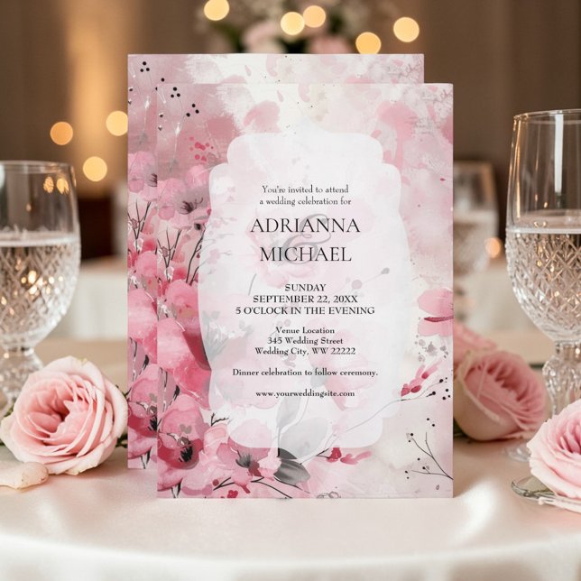 Spring Pink Floral Wedding Invitation (Creator Uploaded)