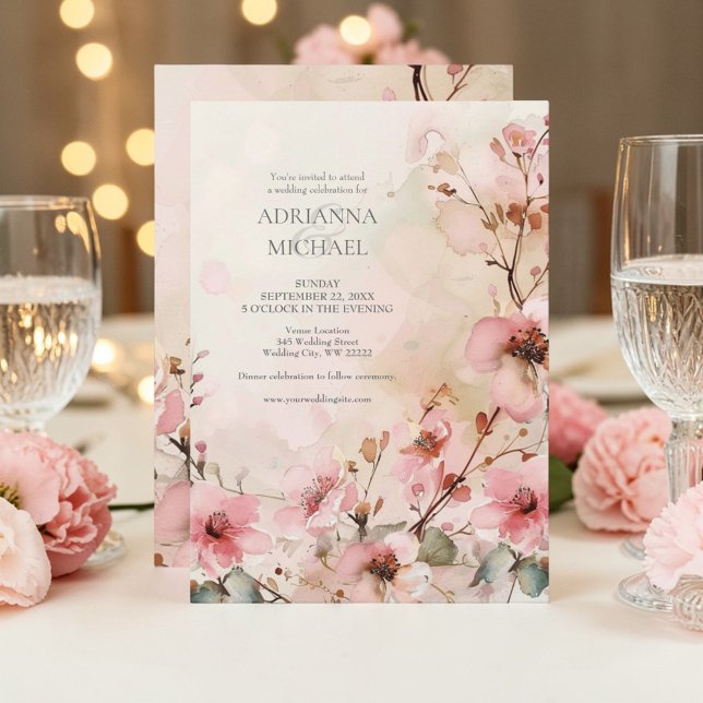 Spring Pink Floral Wedding Invitation (Creator Uploaded)