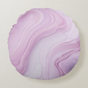 Spring Pink Light Pink Marble Swirl Round Pillow