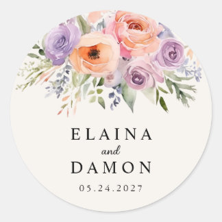 Spring Pink Lilac Peach Pastels Wedding Sticker