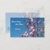 Spring pink magnolia flowers in blue sky business card (Front/Back)