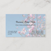 Spring pink magnolia flowers in blue sky business card (Back)
