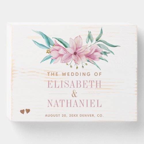 Spring pink magnolia garden wedding welcome sign