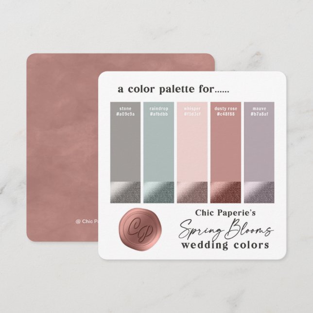 Spring Pink & Mauve Wedding Color Palette Card (Front/Back)