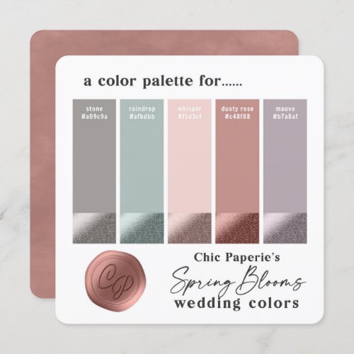 Spring Pink  Mauve Wedding Color Palette Card