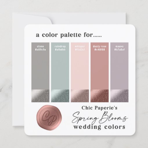 Spring Pink & Mauve Wedding Color Palette Card | Zazzle