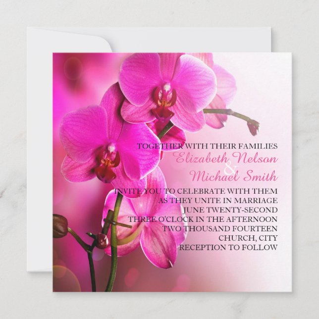 Spring Pink Orchid Wedding Invite (Front)