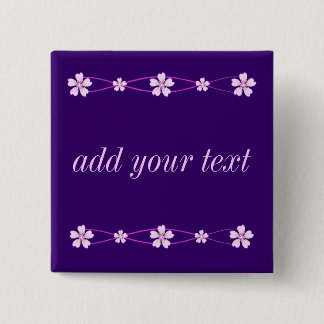 Spring pink ornament with flowers pinback button