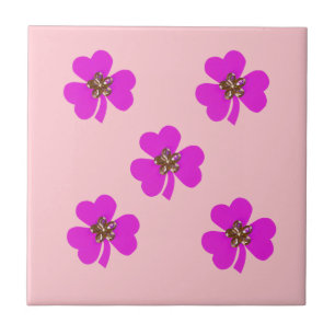 Spring pink, pink clovers for kitchen tile