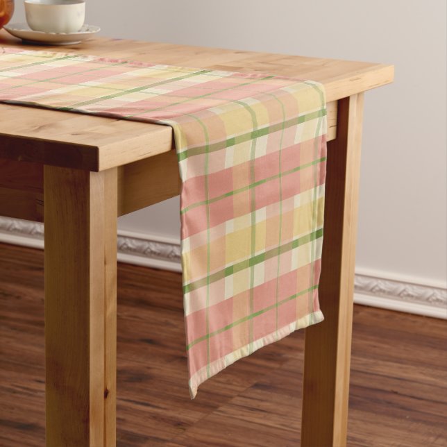 Spring Pink Plaid Table Runner (In Situ)